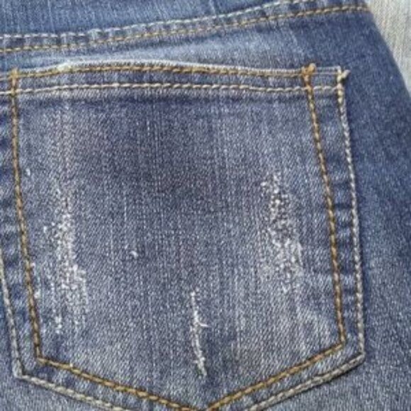 Paris Blues Cropped Factory Distressed Faded Denim Blue Jeans Size Junior's 7 - Picture 9 of 11